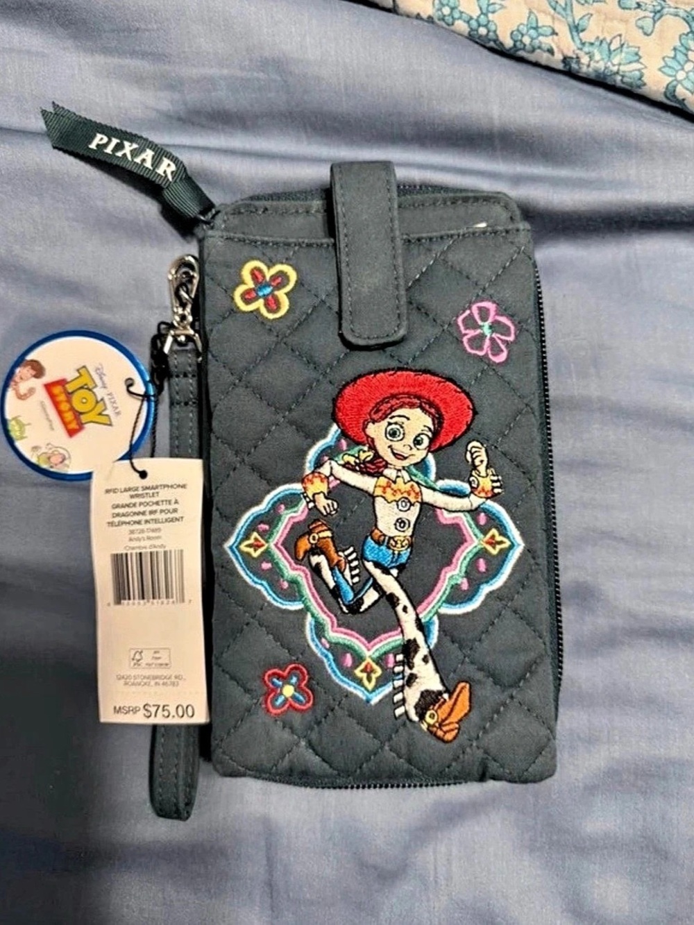 Pixar Jessie Embroidered Phone Wristlet NWT Black